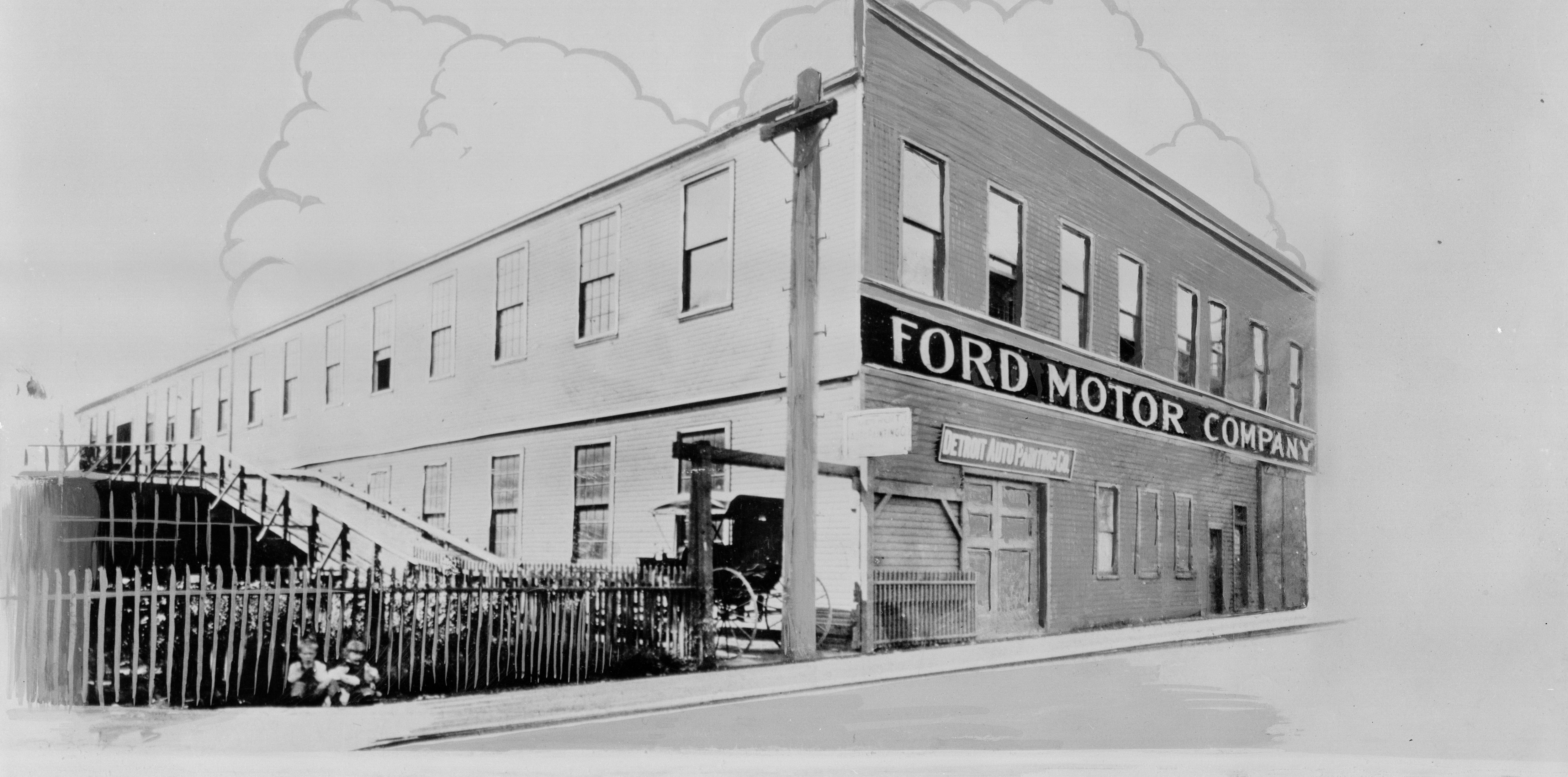 The first factory of the Ford Motor Company. Mack Avenue, Detroit, circa 1904